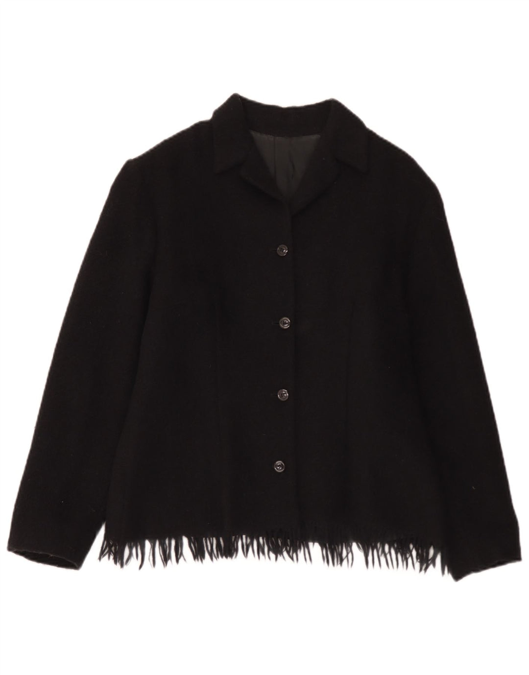 Vintage Damen 4-Knopf-Blazerjacke UK 12 Mittelschwarze Wolle