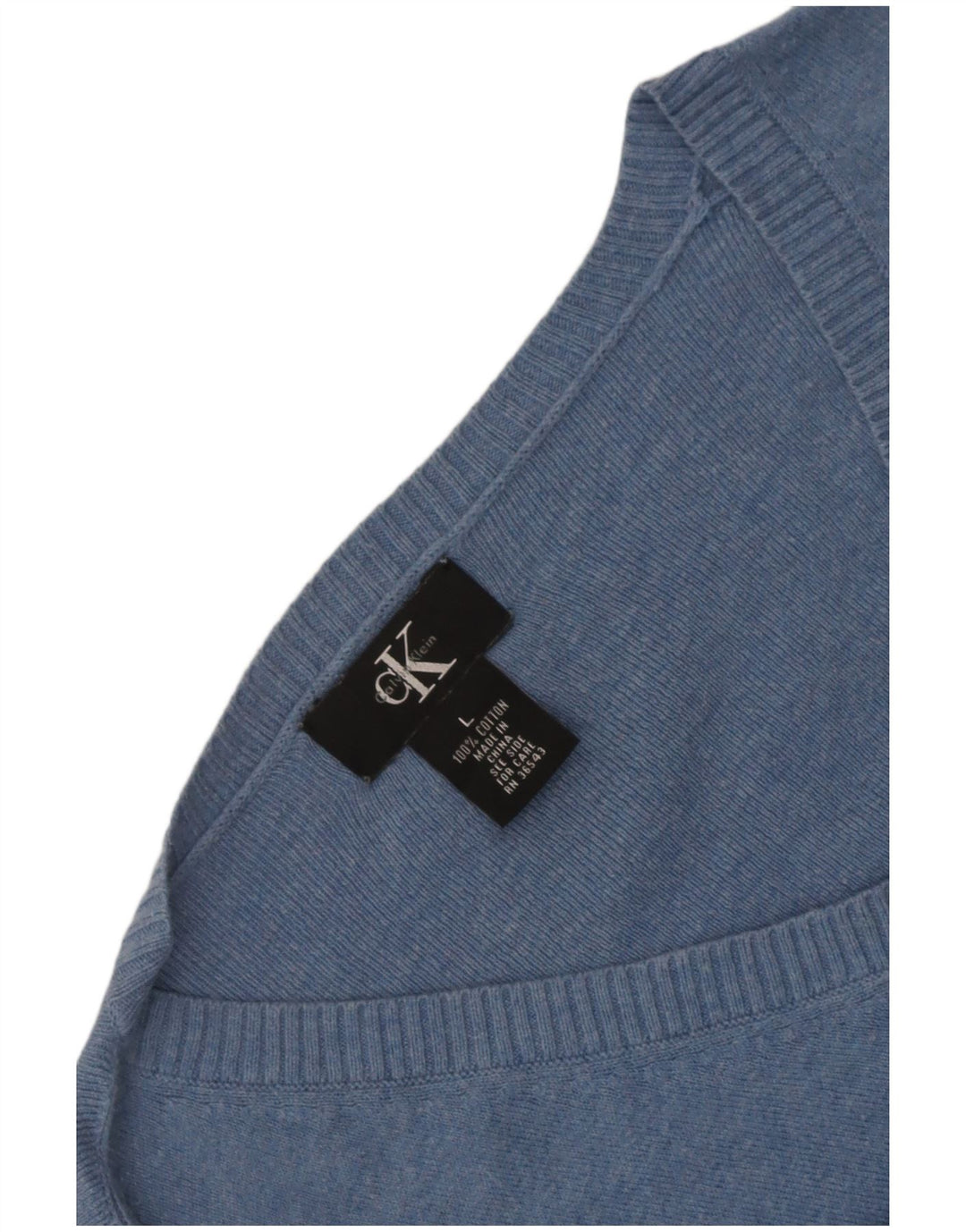 Calvin Klein Herren-Pullover mit V-Ausschnitt, groß, blaue Baumwolle