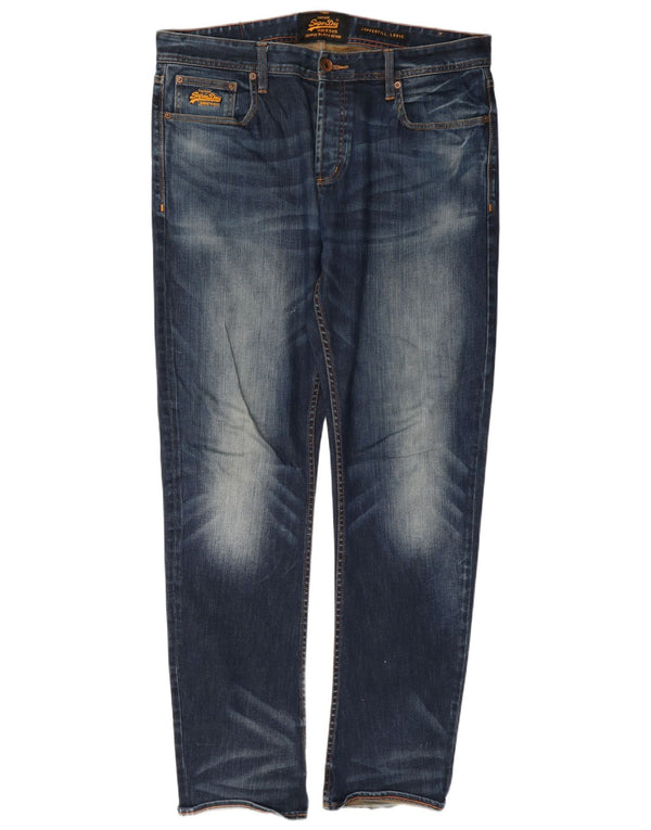Superdry Herren Copperfill Loose Jeans W36 L34 Marineblau Baumwolle