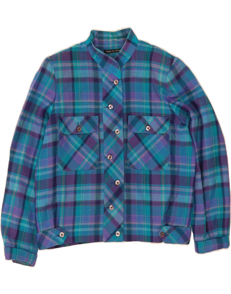 AVOCA Womens Bomber Jacket UK 14 Medium Blue Check Vintage Avoca and Second-Hand Avoca from Messina Hembry 