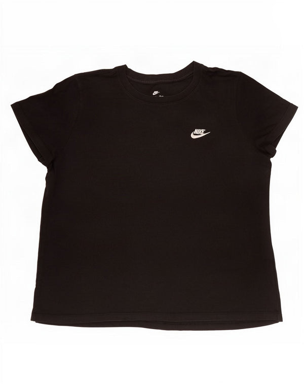 Nike Damen T-Shirt Top UK 18 XL Schwarz Baumwolle