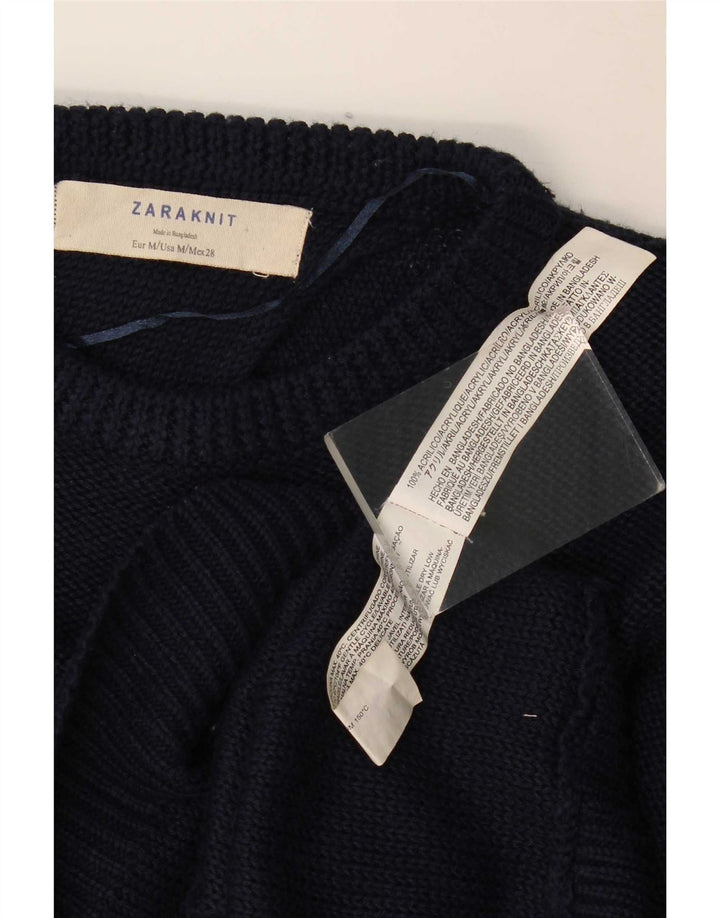 Übergroßer Damen-Pullover mit U-Boot-Ausschnitt von Zara, Gr. 14, mittleres Marineblau