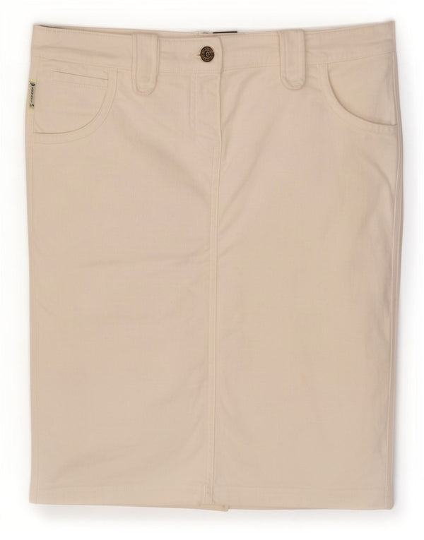 Armani Damen Jeansrock UK 16 Large W34 Off White Cotton