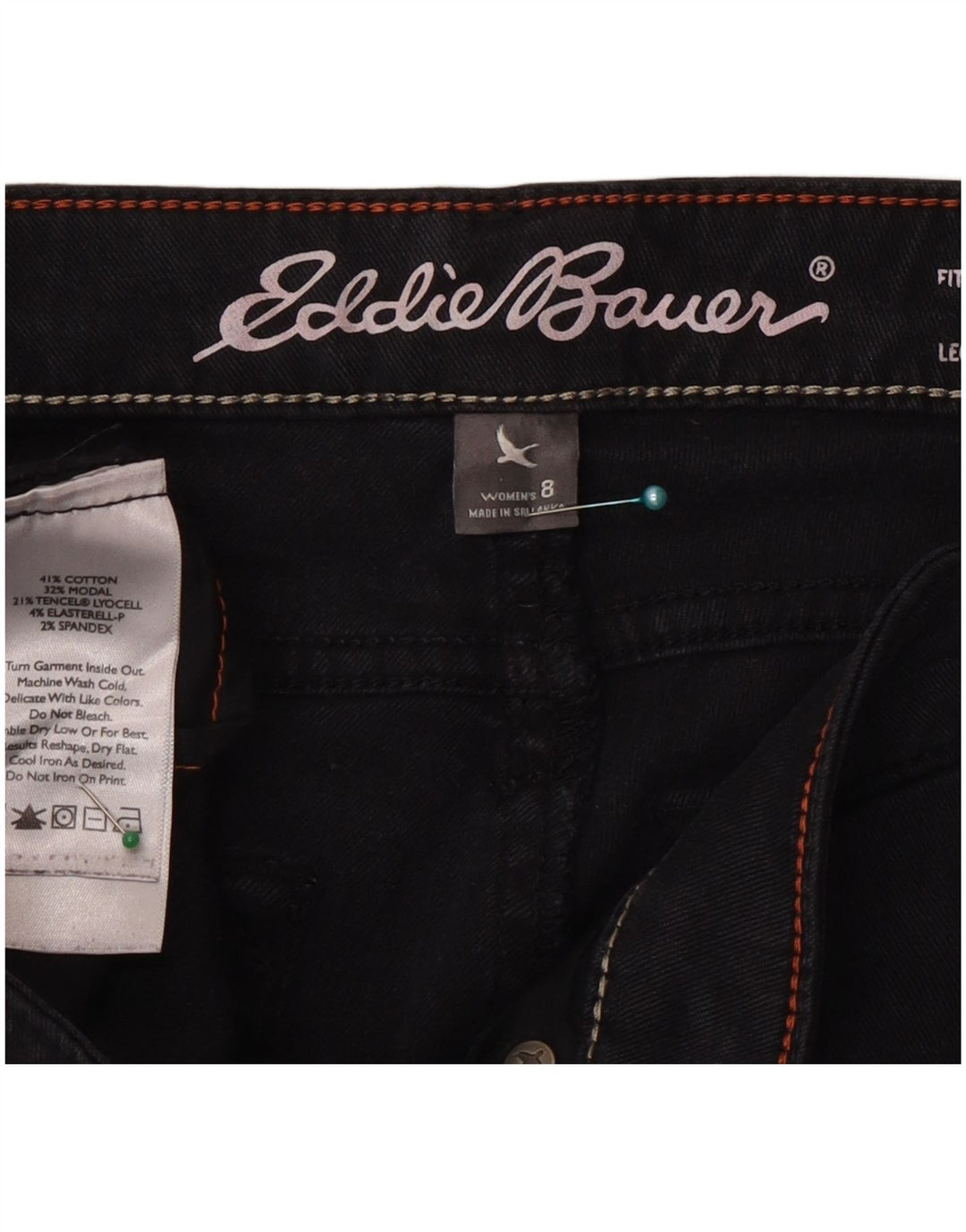 Eddie Bauer Damen leicht kurvige Slim-Jeans US 8 Medium W30 L32 Schwarz
