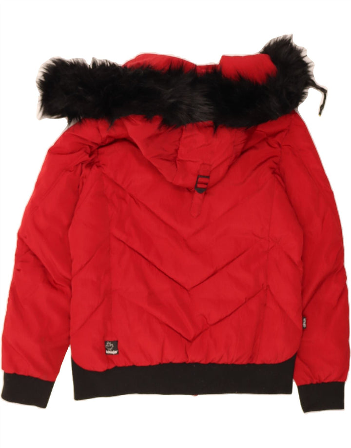 KHUJO Womens Hooded Padded Jacket UK 16 Large Red Polyester Vintage KHUJO and Second-Hand KHUJO from Messina Hembry 