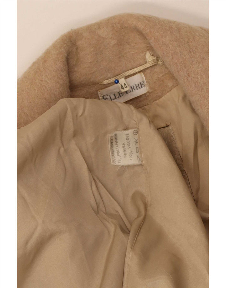 Elle Erre Damen Zweireihiger Mantel IT 44 Mittelbeige Schurwolle