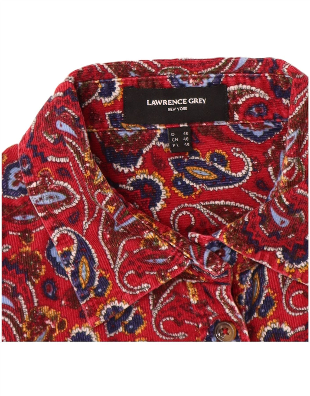 LAWRENCE GREY Damen Cordhemd EU 40 Mittelrote Paisley-Baumwolle