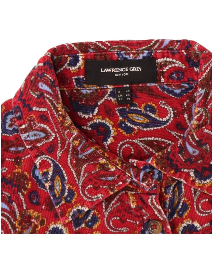 LAWRENCE GREY Damen Cordhemd EU 40 Mittelrote Paisley-Baumwolle