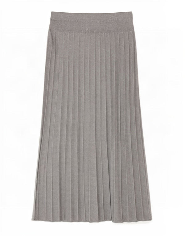 Luisa Spagnoli Damen Strick-Faltenrock Medium W28 Silber meliert