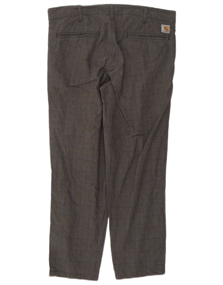Carhartt Herren gerade Chinohose W33 L27 grau karierte Baumwolle