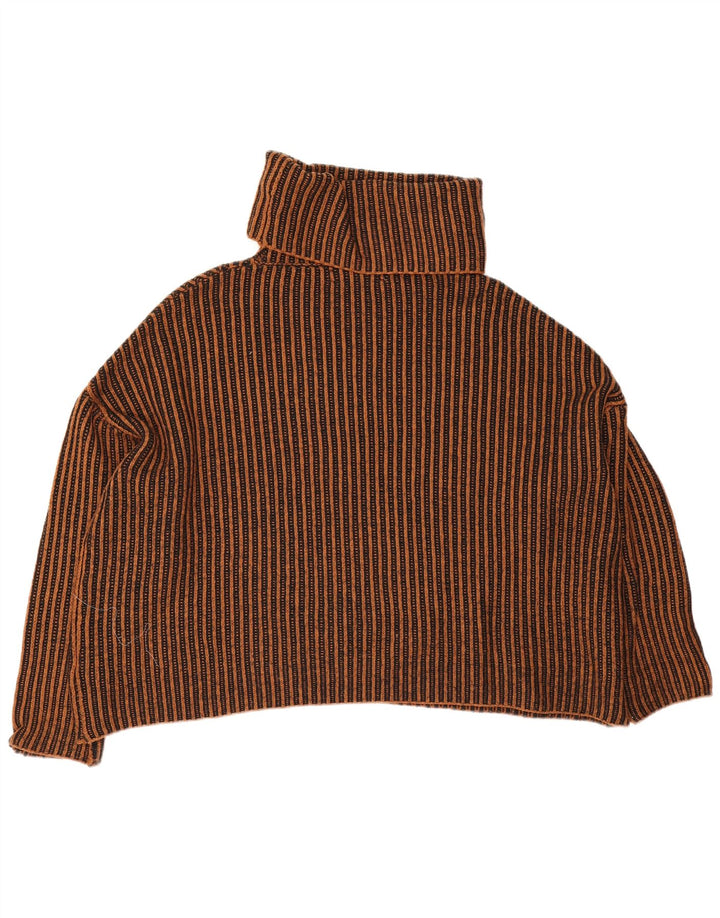 Übergroßer Rollkragenpullover von Zara für Damen, Gr. 14, Mittelbraun gestreift