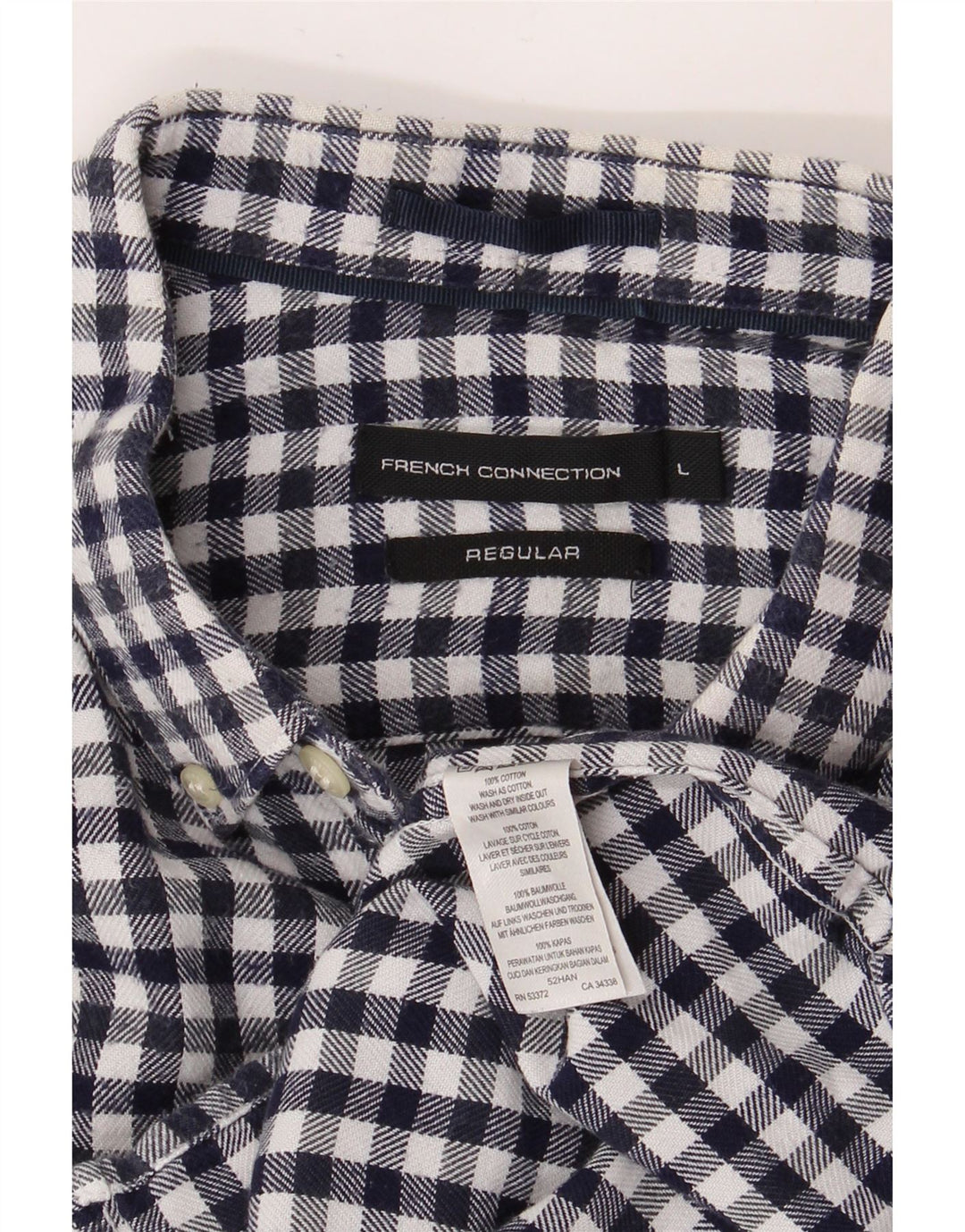 FRENCH CONNECTION Herren-Flanellhemd, normal, groß, marineblau, kariert