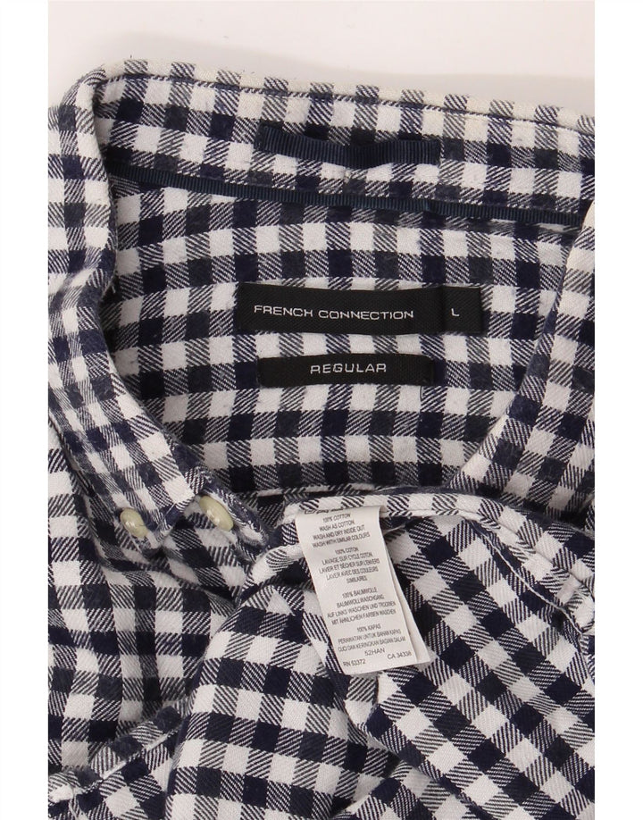 FRENCH CONNECTION Herren-Flanellhemd, normal, groß, marineblau, kariert