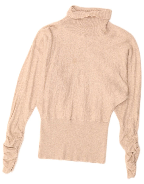 Reiss Damen Batwing Rollkragenpullover Pullover UK 10 Small Beige Wolle