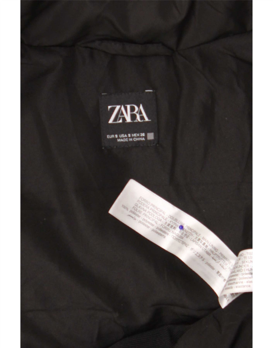 Zara Damen-Weste mit Kapuze, gepolstert, UK 10, Größe S, Schwarz, Polyester