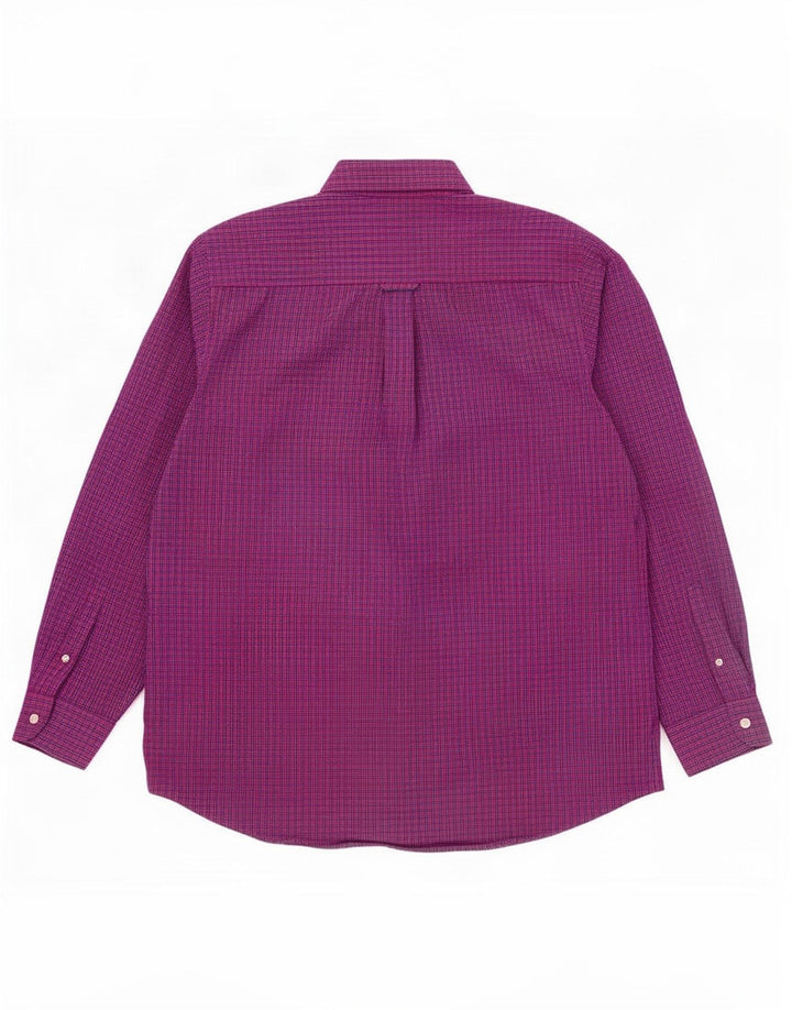 Chaps Herrenhemd, groß, violett, Gingham-Baumwolle