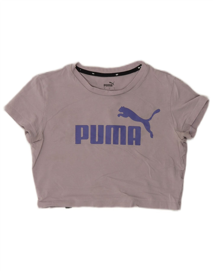 Puma Damen Crop Graphic T-Shirt Top UK 10 Small Grau