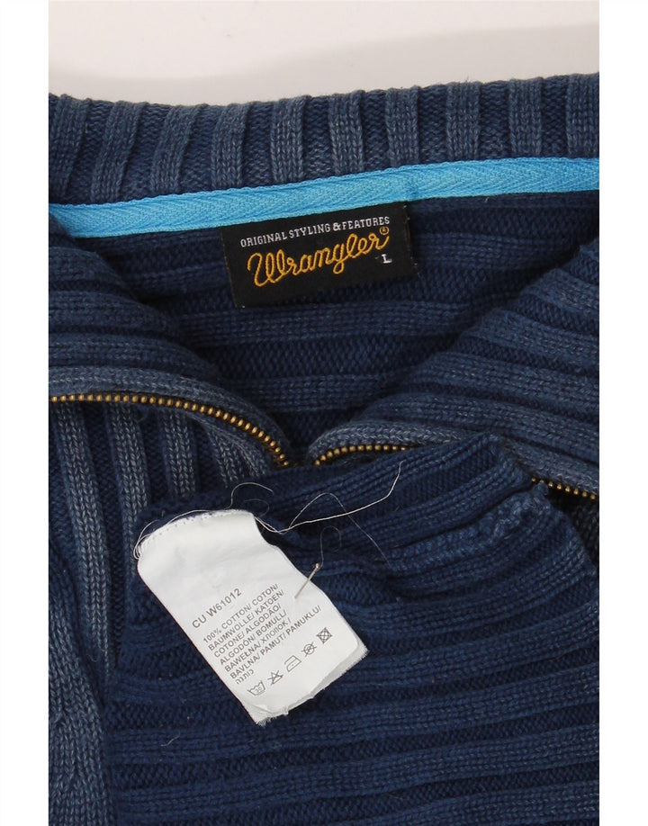 Wrangler Herren-Pullover mit Reißverschluss am Hals, groß, marineblaue Baumwolle