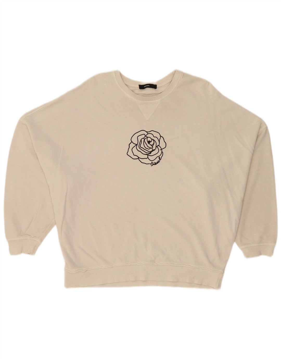 Diesel Übergroßer Grafik-Sweatshirtpullover für Damen, UK 12, mittelweiß, geblümt