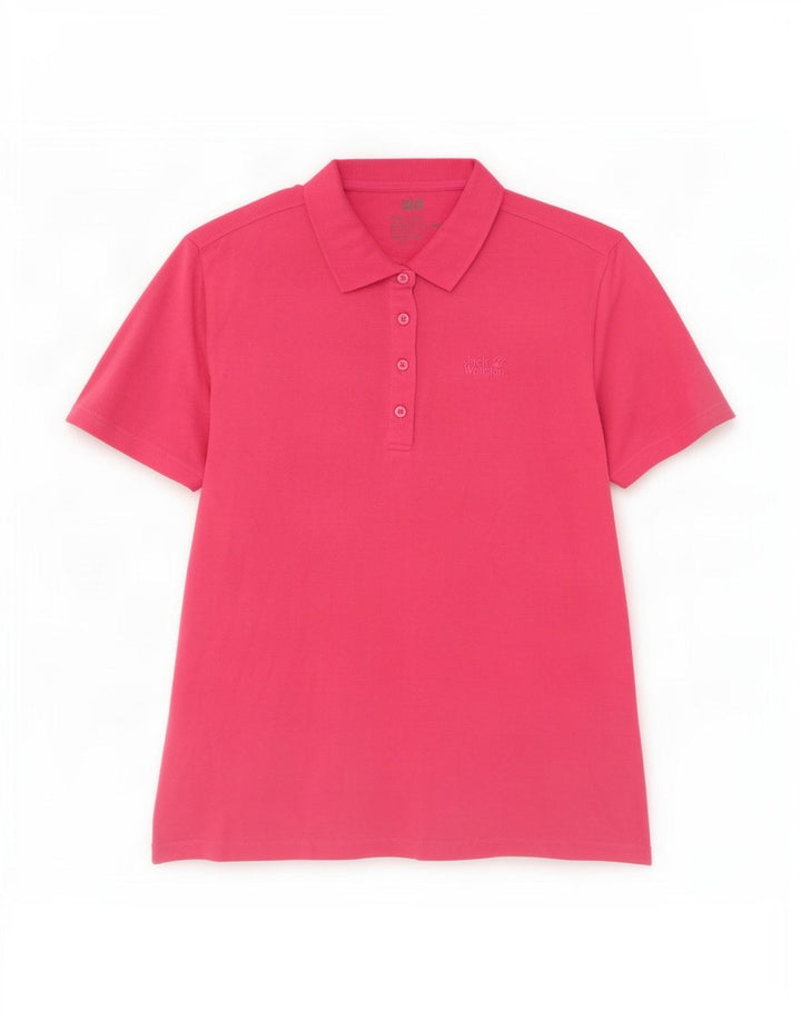 Jack Wolfskin Damen Poloshirt UK 18 XL Rosa Polyester