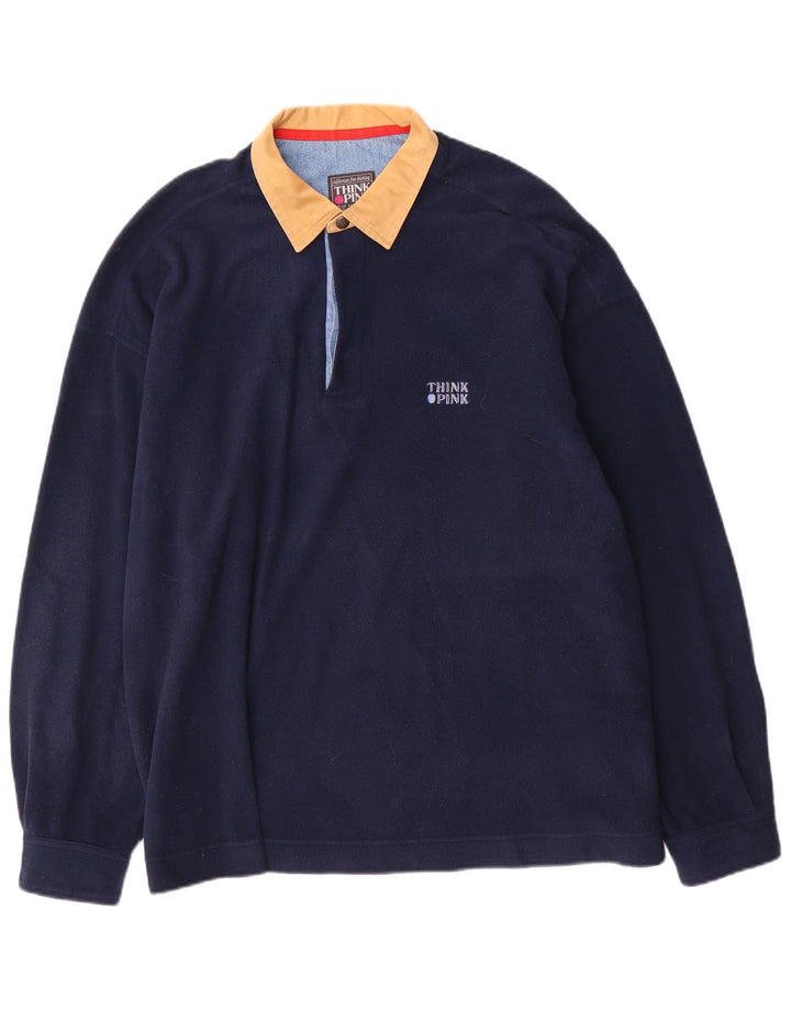 Think Pink Herren-Fleecepullover mit Rollkragen, XL, Marineblau, Polyester