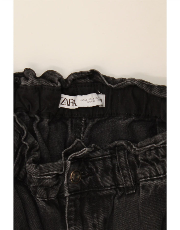 Zara Damen Crop High Rise Loose Jeans EU 40 Medium W30 L25 Grau
