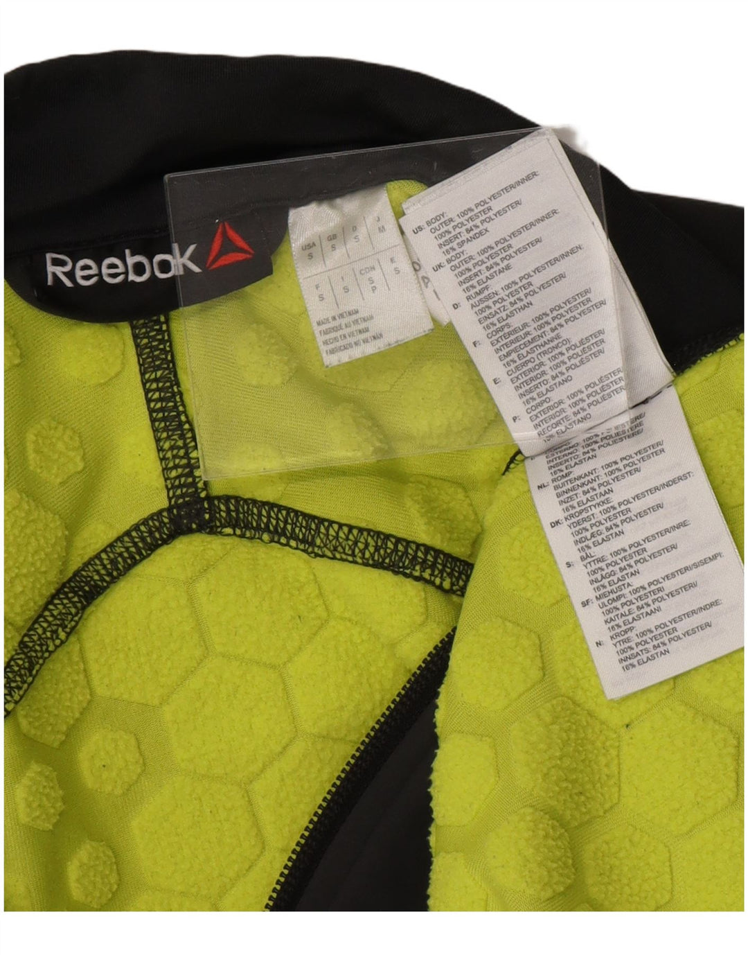 REEBOK Herren-Trainingsanzugoberteil mit grafischem Reißverschluss und Kragen, Größe S, grau, Polyester