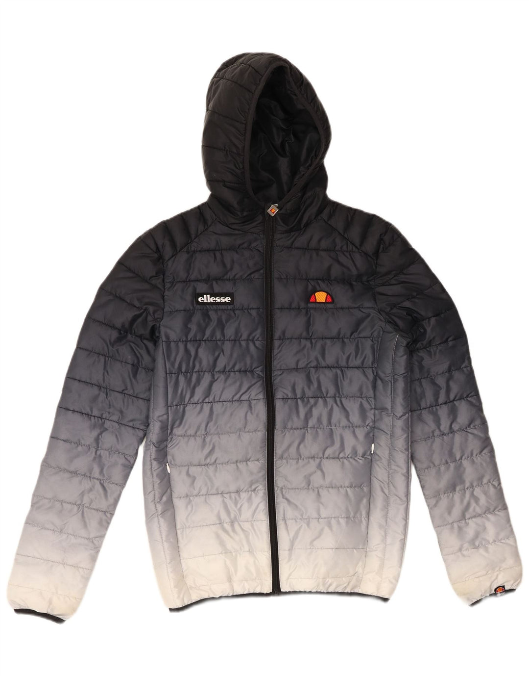 ELLESSE Wattierte Herrenjacke mit Kapuze, UK 34, XS, Marineblau, Farbblock-Polyester