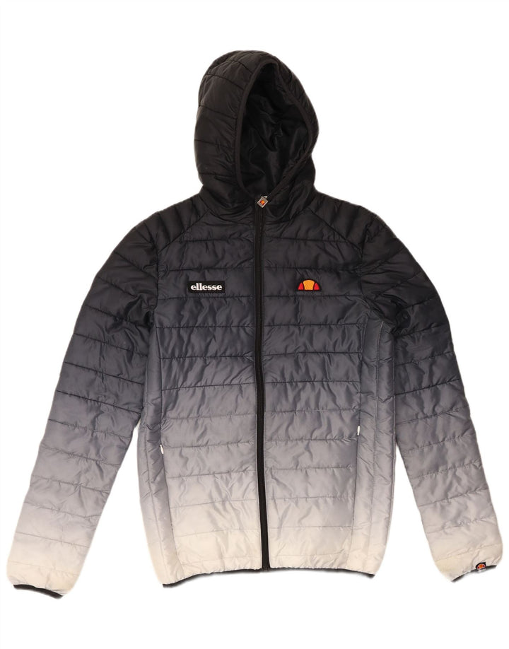 ELLESSE Wattierte Herrenjacke mit Kapuze, UK 34, XS, Marineblau, Farbblock-Polyester