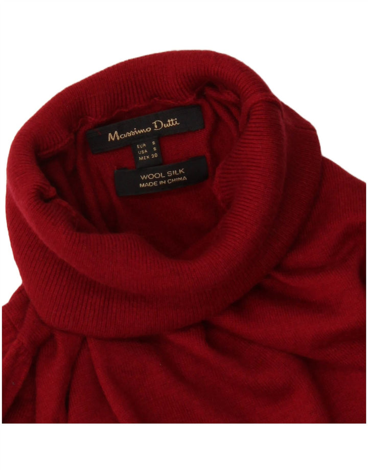 Massimo Dutti Damen-Pullover mit Rollkragen, UK 10, kleine rote Wolle