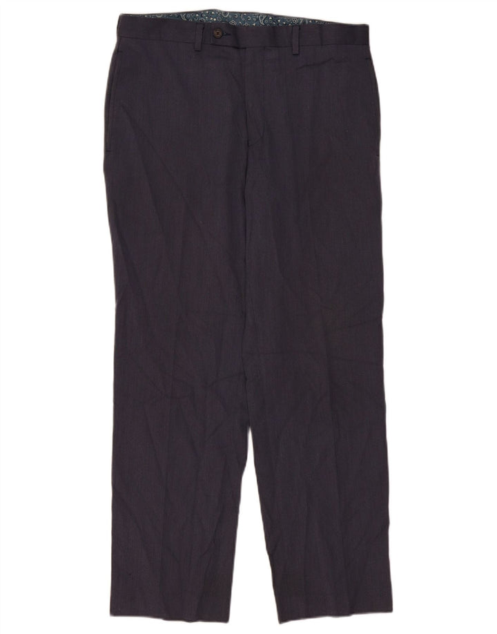 Gerade Herren-Anzughose von Ralph Lauren, W33, L30, marineblaues Polyester