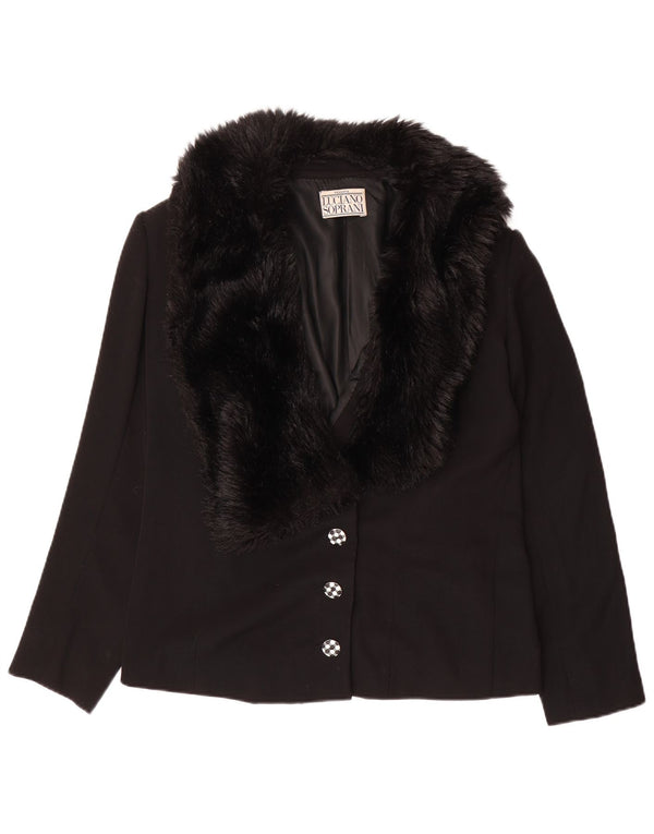 LUCIANO SOPRANI Damen 3-Knopf-Blazerjacke UK 16 Large Schwarz