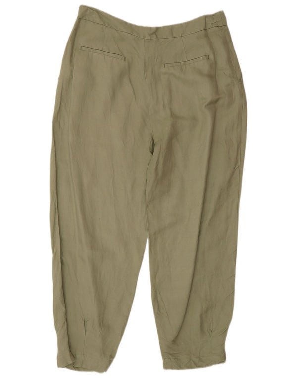 Zara Damen-Hose mit hoher Taille, lockere Passform, kurze Hose, mittelgroß, W28, L25, Grün