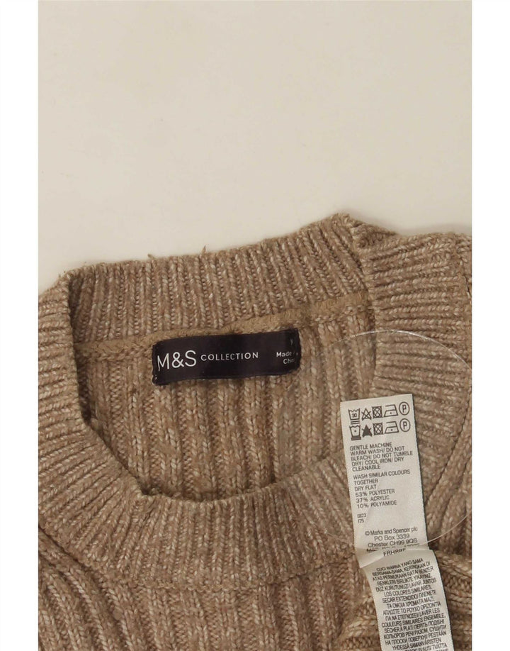 Marks & Spencer Damen-Pullover mit Rundhalsausschnitt, Gr. 12, Mittelbeige