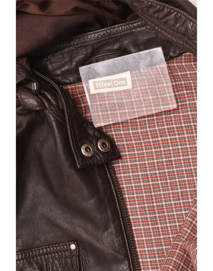 Street One Damen-Lederjacke mit Kapuze, UK 14, mittelbraunes Leder