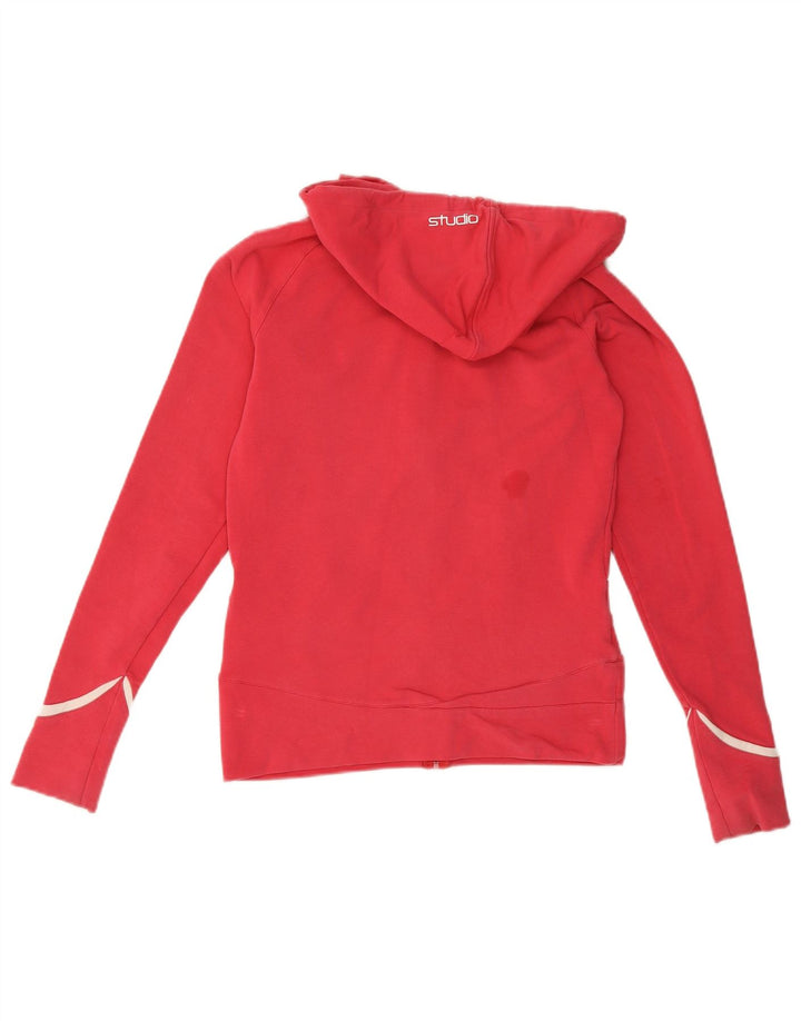 Nike Damen Studio Zip Hoodie Pullover UK 8/10 Small Rote Baumwolle
