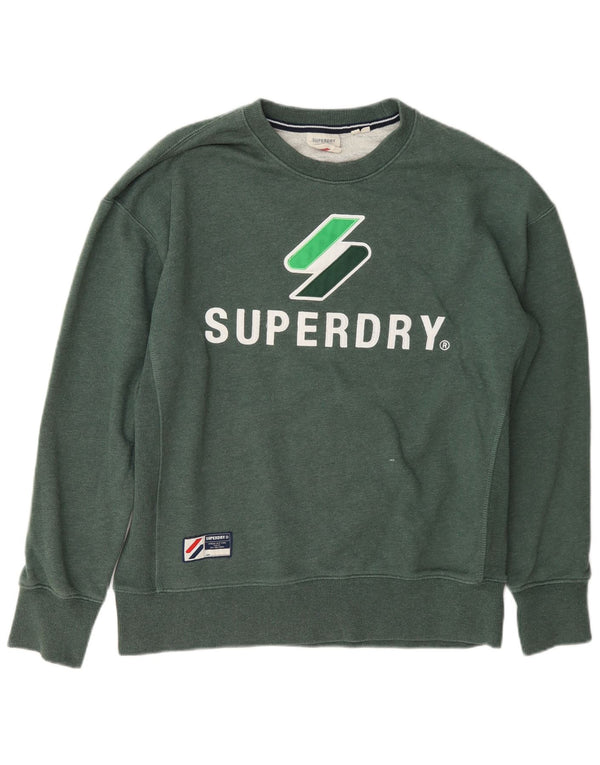 Superdry Herren Graphic Loose Fit Sweatshirt Pullover XS Grüne Baumwolle