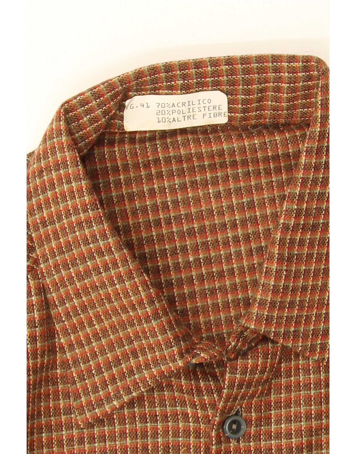 Vintage Herrenhemd Größe 41 Mittelbraunes Karo-Acryl