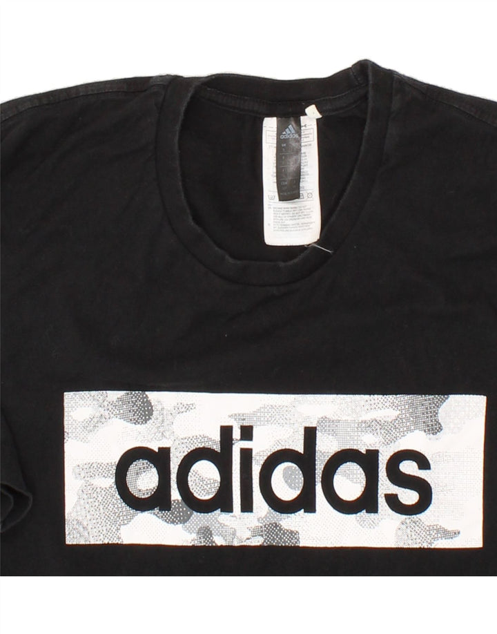ADIDAS Mens Graphic T-Shirt Top Small Black Cotton Vintage Adidas and Second-Hand Adidas from Messina Hembry 