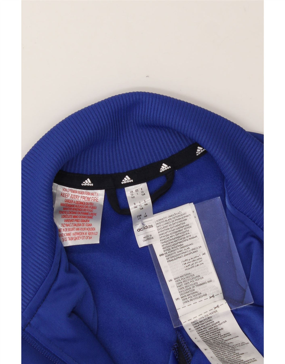 ADIDAS Boys Tracksuit Top Jacket 13-14 Years Blue Colourblock Polyester Vintage Adidas and Second-Hand Adidas from Messina Hembry 