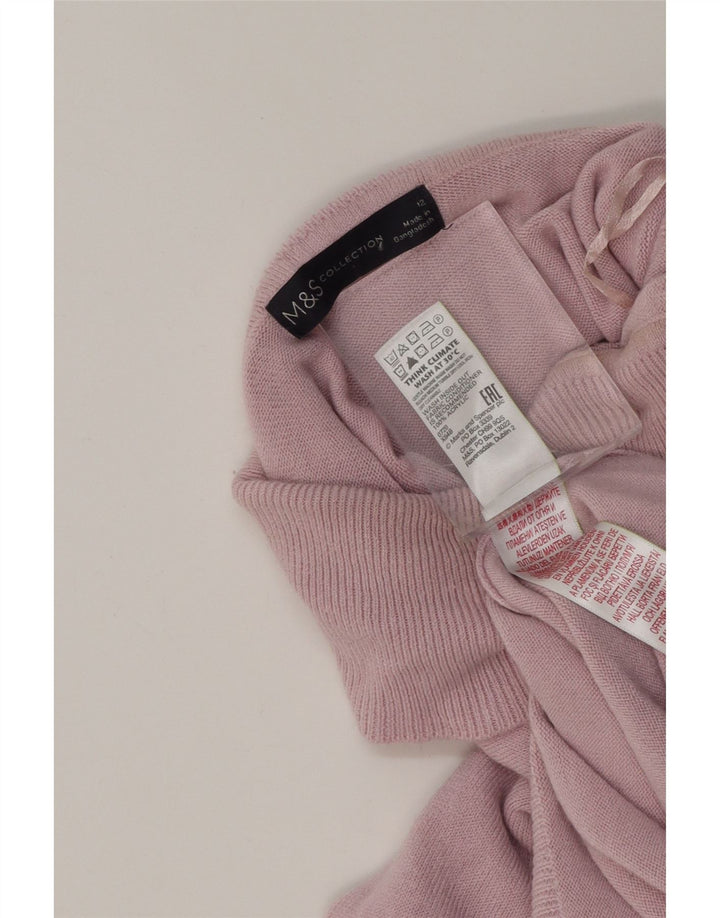 MARKS & SPENCER Womens Roll Neck Jumper Sweater UK 12 Medium Pink Acrylic Vintage Marks & Spencer and Second-Hand Marks & Spencer from Messina Hembry 
