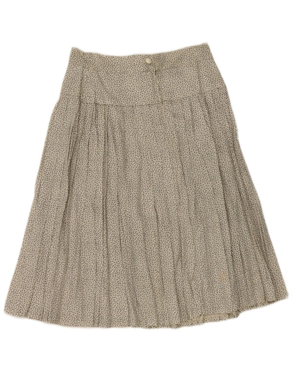 Vintage Damen Faltenrock IT 44 Medium W28 Off White Floral Viscose