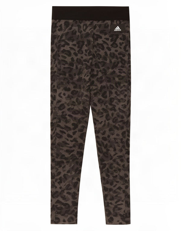 Adidas Damen Crop Leggings UK 8/10 Kleines graues Tiermuster