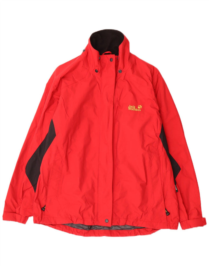 JACK WOLFSKIN Damen Übergroße Regenjacke UK 18 XL Roter Farbblock