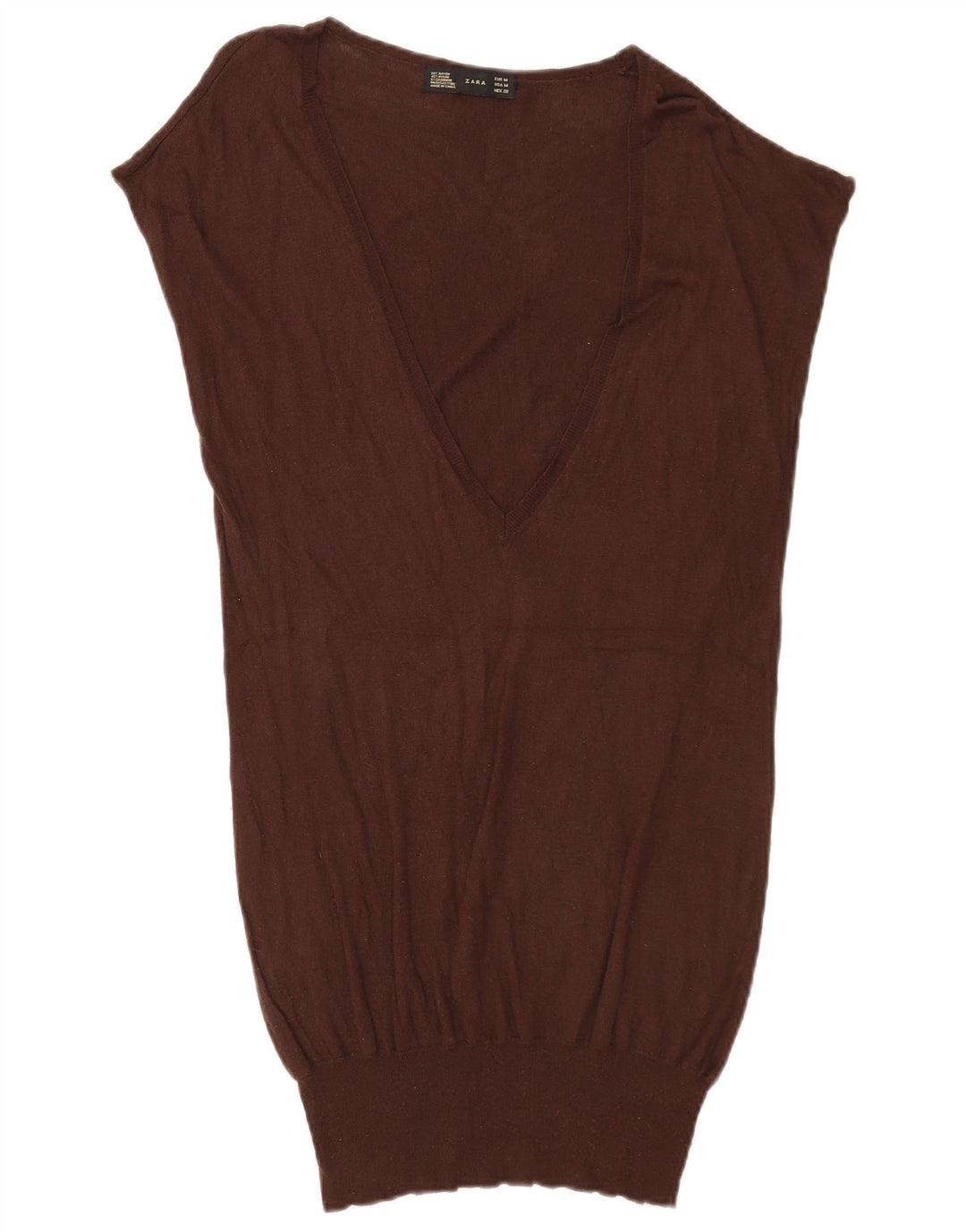 Zara Damen Longline Vest Tank Top Mittelbraun Rayon