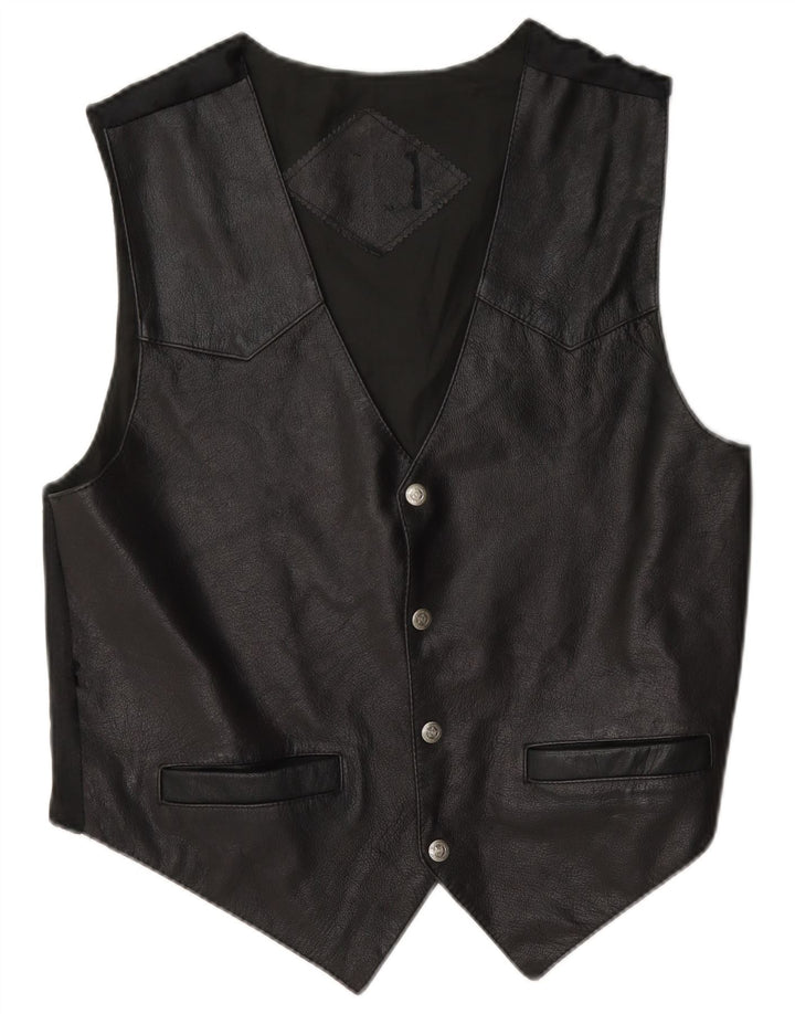 Vintage Herren Lederweste Klein Schwarz