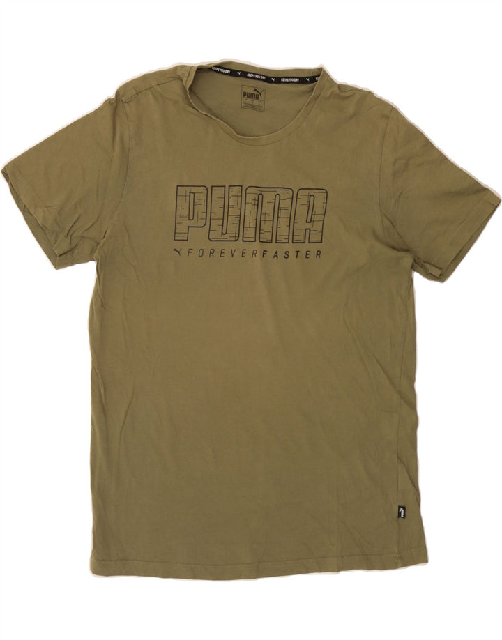 PUMA Mens Graphic T-Shirt Top Large Khaki Cotton Vintage Puma and Second-Hand Puma from Messina Hembry 