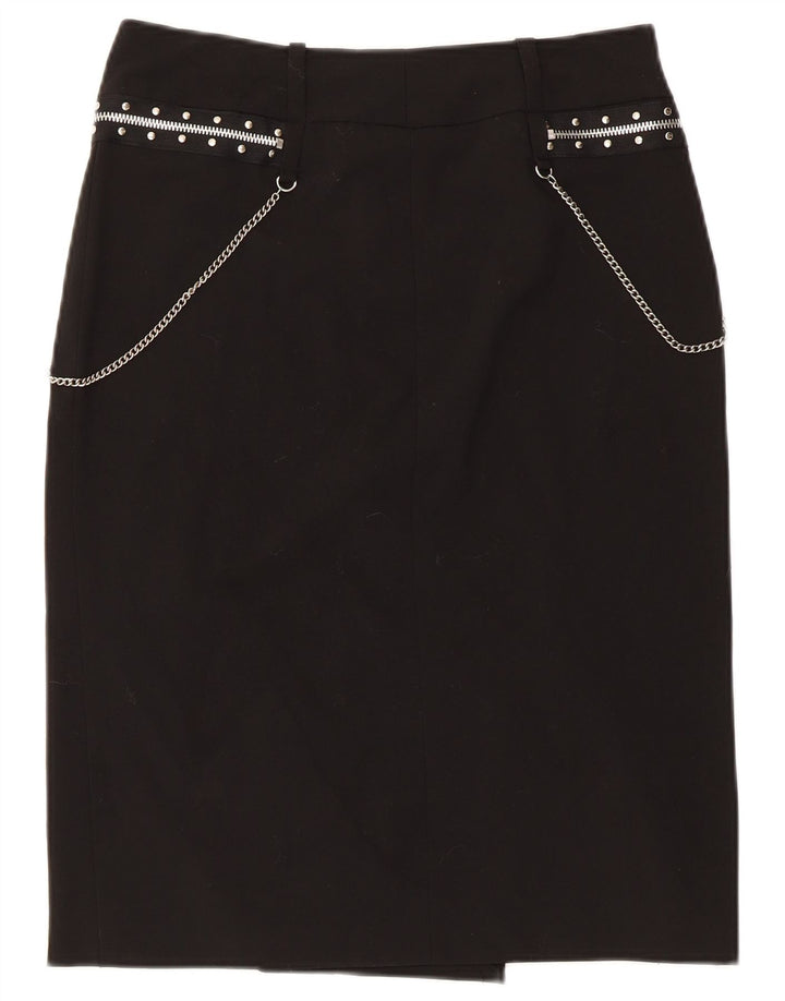 Extyn Damen gerader Rock IT 44 Medium W30 Schwarz Polyester