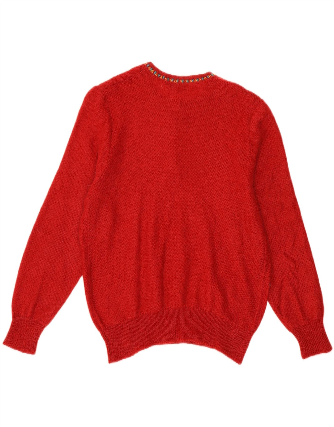VINTAGE Womens Button Neck Jumper Sweater UK 14 Large Red Vintage Vintage and Second-Hand Vintage from Messina Hembry 
