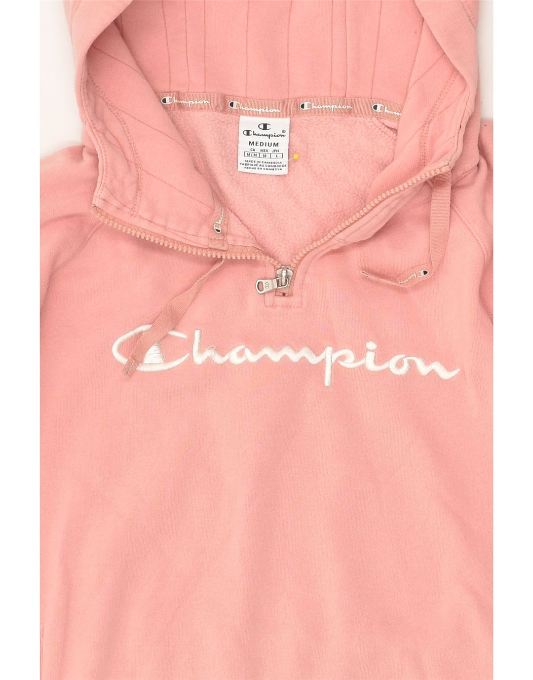 CHAMPION Womens Graphic Hoodie Jumper UK 14 Medium Pink | Vintage Champion | Thrift | Second-Hand Champion | Used Clothing | Messina Hembry 